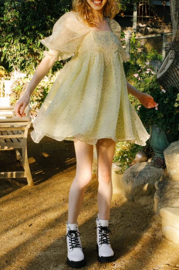 WHIMSICALLY FLORAL BABY DOLL MINI DRESS